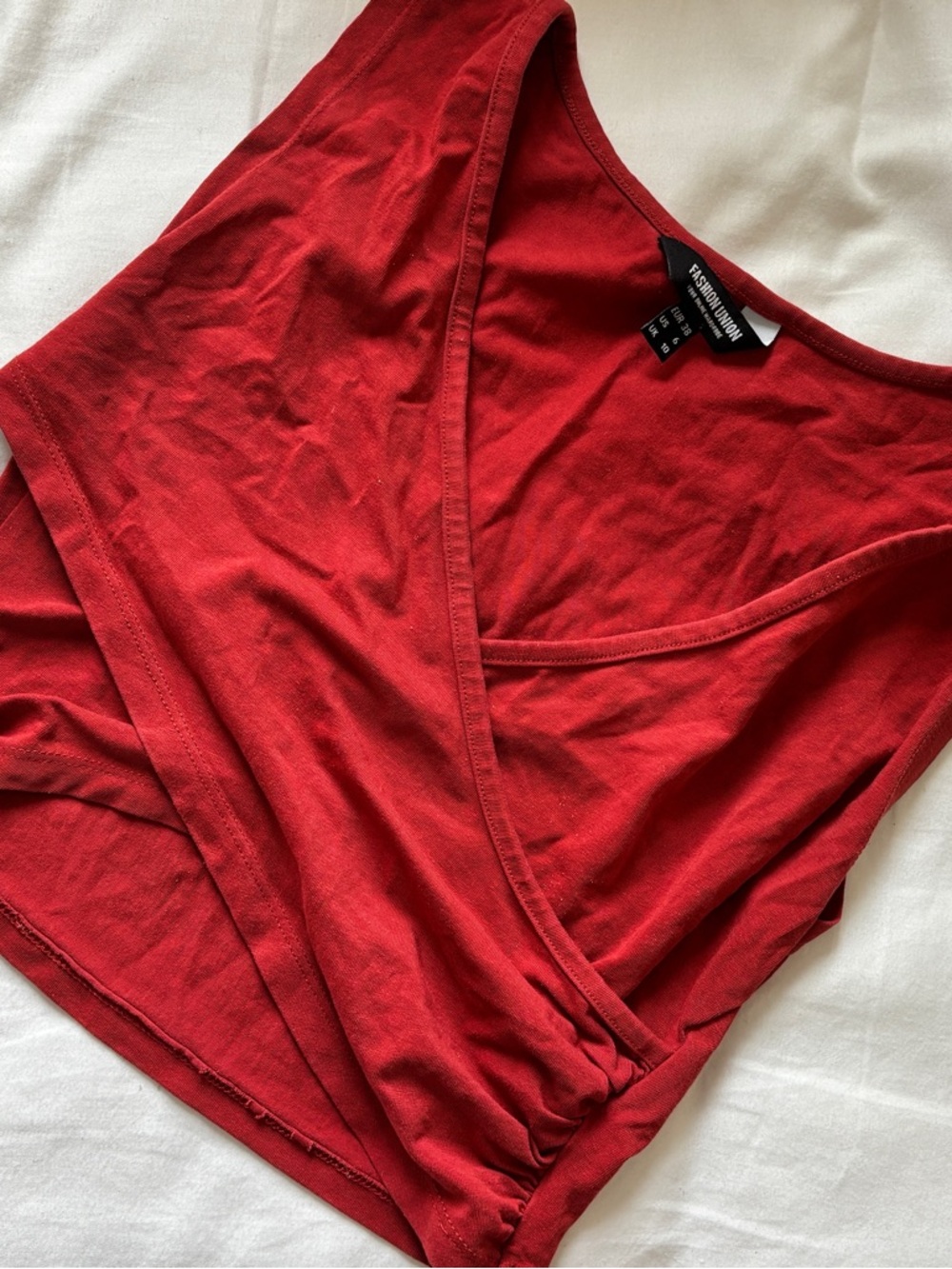 Fashion Union Red Sleeveless Wrap Tank